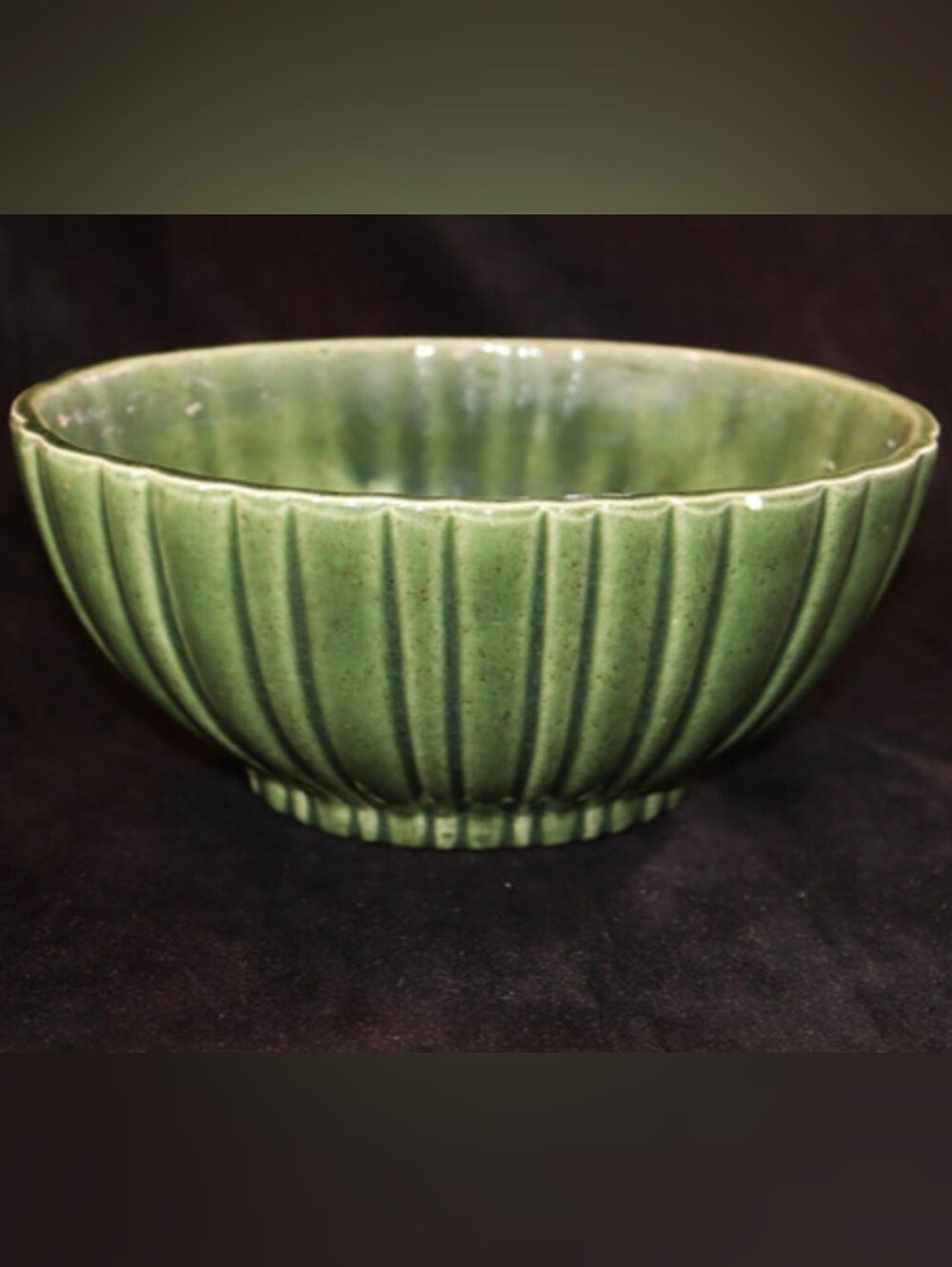 Vintage Haeger #4020 U.S.A Oval Green Ribbed Pottery Planter ~ Bowl